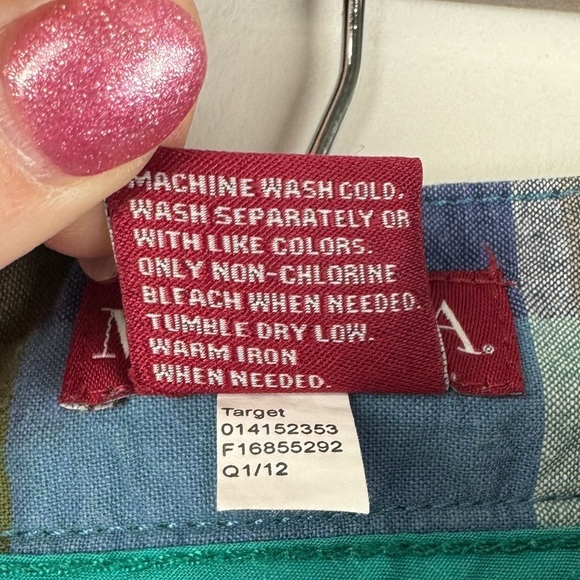 Merona Plaid Bermuda Shorts Women's 6 Blue Green Purple - Picture 7 of 7